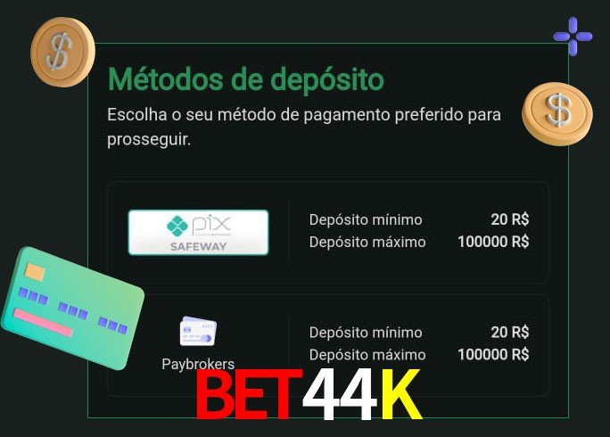 O cassino Bet44K oferece uma grande variedade de métodos de pagamento
